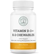 2nd Springs Vitamin D3 + K2 Chewables - 2000 IU Vitamin D and MK7 K2 (Menaquinone-7) - Cherry Fla...