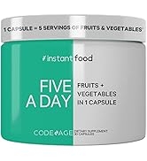 Codeage 5 Servings of Fruits & Veggies Equivalent in 1 Single Capsule, Whole Food Non-GMO, 15 Gre...