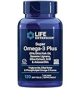 Life Extension Super Omega-3 Plus EPA/DHA Fish Oil, Sesame Lignans, Olive Extract, Krill & Astaxa...