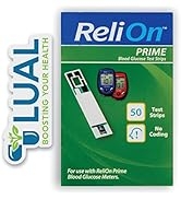 Prime Test Strips. Includes Luall Sticker + ReliOn Prime Blood Glucose Test Strips (50 Test Strips)