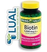 Biotin Hair/Skin/Nail Health. Includes Luall Fridge Magnetic + Spring Valley Biotin (5,000 mg - 2...