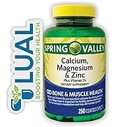 Calcium, Magnesium, Zinc & Vitamin D3. Includes Luall Fridge Magnetic + Spring Valley Calcium, Ma...