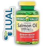 Norwegian Salmon Oil SoftGels. Includes Luall Sticker + Spring Valley Norwegian Salmon Dietary Su...