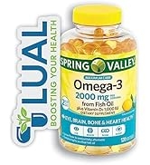 Premium Omega-3 Fish Oil. Includes Luall Sticker + Spring Valley Omega-3 from Fish Oil 2000 mg, M...