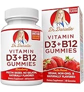 Vitamin D3, B12 Gummies by Dr. Danielle, Vegan Daily Supplement for Adults & Kids, Non-GMO, Vitam...