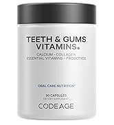 Codeage Teeth & Gums Vitamins + Oral Probiotics Supplement for Mouth - Whole Food Calcium, Collag...