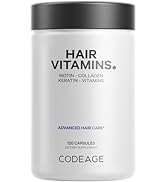 Codeage Hair Vitamins, Biotin, Keratin Supplement –Collagen, Vitamin A, B12, C, D3 & E - Zinc, Pr...