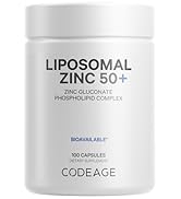 Codeage Liposomal Zinc Supplement – 3 Month Supply – One Per Day - 50 mg Zinc Gluconate Vitamin P...