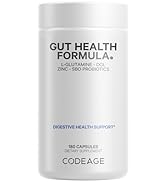 Codeage Gut Health Supplements Vegan Formula - L Glutamine, Zinc, Turkey Tail Mushroom Powder, To...