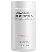 Codeage Grass Fed Beef Kidney Supplement - Freeze Dried, Non-Defatted, Desiccated Beef Kidney Gla...