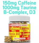 SHIZAM Caffeine Taurine Energy Gummies | Supplement w 150mg Caffeine 1000mg Taurine Vitamin D3 B1...