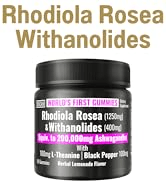 SHIZAM 1250mg Rhodiola Rosea & Withanolides 200,000mg Ashwagandha Gummies w L-Theanine & Bioperin...