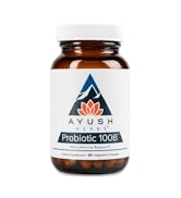 A link to the listing for Ayush Herbs Probiotic 100B supplement probiotics for women and men.