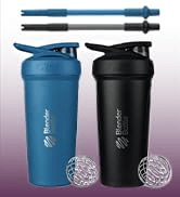 BlenderBottle Strada Shaker Cups with Silicone Straws, (2 24-Ounce Bottles and 2 Straws)