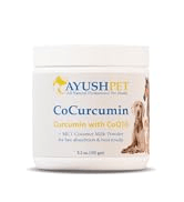 A link to the listing for Ayush Pet CoCurcumin Coq10 pet supplement by Ayush Herbs.